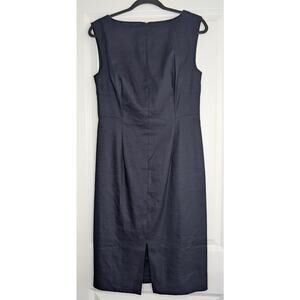 NWT Ann Taylor Linen Blend Sheath Dress Size 6 Navy Blue Capsule Wardrobe Career